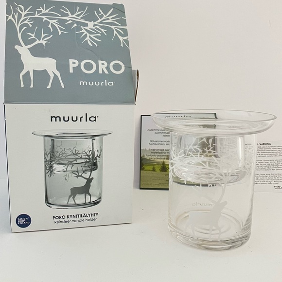 Muurla Reindeer Candle Holder, Clear Glass NWT - Picture 4 of 7